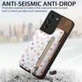 thumbnail image 2 of Allytech Galaxy S21 FE Case with Zipper Pocket & Cards Holder, Floral Slim Wallet Case for Girls Women Shockproof Stand Compatible with Car Mount Phone Case for Samsung Galaxy S21 FE -Brown, 2 of 9