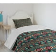 thumbnail image 4 of Ambesonne Vintage Quilted Bedspread Set 2 Pcs, Eastern Doodles, Twin Size, Dark Coral Aqua Yellow, 4 of 6