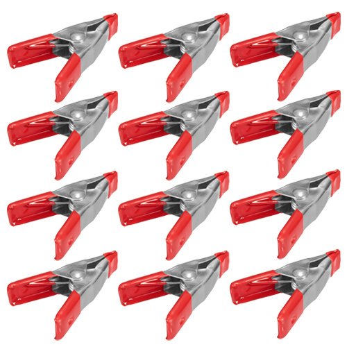 Wideskall Pinces à Ressort Métalliques Mini 2 Pouces Pouces avec Embouts en Caoutchouc Rouges (Lot de 12)