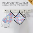 thumbnail image 4 of Yayeee Oven Mitts and Pot Holder Set of 4 Heat Resistant Kitchen Gloves Baking Hot Pad, Pink Daisy, 4 of 5