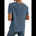 thumbnail image 4 of Blusas Tipo Túnica de Corta para Mujer, Estilo Informal, con Encaje Azul XL, 4 of 10