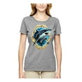 thumbnail image 2 of Ocean Shark Big Mouth Womens Graphic T-Shirt, Heather Grey, 2XL, 2 of 3