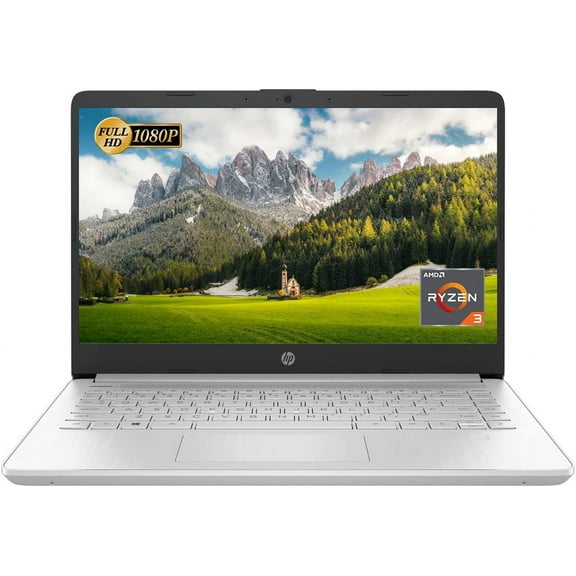 HP 14'' Full HD Screen Laptop, AMD Ryzen 3 3250U Processor, 8GB DDR4 RAM, 128GB SSD, USB Type-C, Wi-Fi, HD Webcam, HDMI, Windows 11 Home, Silver