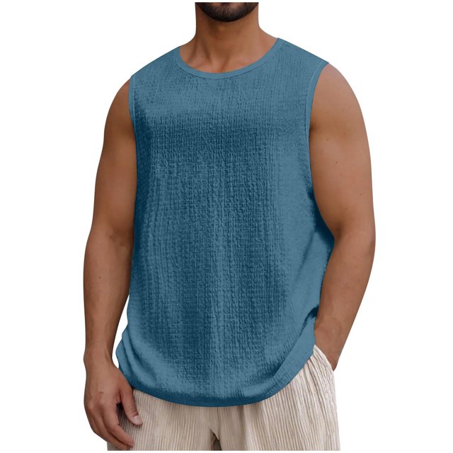 Bocqde Débardeurs d'Entraînement pour Hommes, T-Shirts de Musculation Décontractés Unis Sans Manches Col Rond Blouses