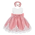 thumbnail image 2 of Jurebecia Toddler Baby Kids Girls Lace Dress Sleeveless Bowknot Tutu Tulle Dress Princess Wedding Baptism Ball Gown with Headwear, 2 of 8