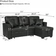thumbnail image 2 of Pull-Out Convertible PU Leather Sectional Sofa Set with Reversible Chaise Lounge, Sleeper Loveseat Couch with Hidden Storage, 2 of 12