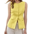 thumbnail image 3 of Sleeveless Solid Color Women Work Office Slim Waistcoat Vest Blazer, 3 of 6