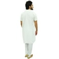 thumbnail image 6 of Atasi Men's Ethnic White Kurta Pajama Set Casual Collar Punjabi Long Shirt-Small, 6 of 7