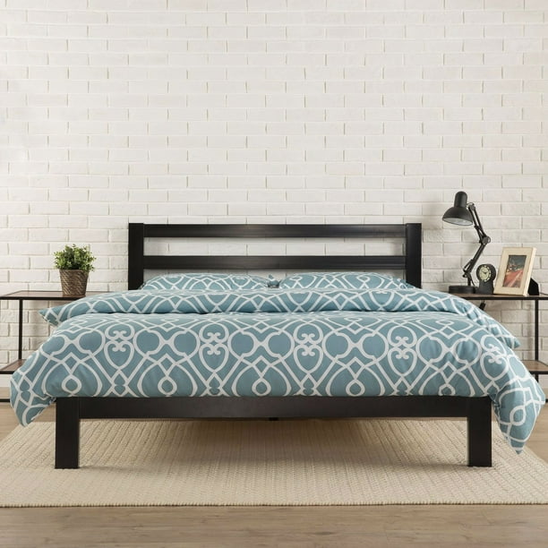 King Size Heavy Duty Metal Platform Bed Frame With Headboard And Wood Slats Com King Size Heavy Duty Metal Platform Bed, King Size Platform Bed Frame With Headboard