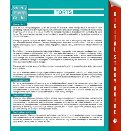 Torts Speedy Study Guides Ebook Walmart Com