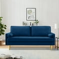 thumbnail image 7 of LiangFu 67" Modern Velvet Loveseat 2-Seat Sofa with Golden Frosted Legs Mid Century Sofa Compact Love Seat with 2 Pillows for Livingroom, Apartment,Blue, 7 of 7