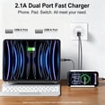 thumbnail image 3 of Dual-Port Wall Charger Block with 2 Pack 10FT USB-A to Type-C Braided Cables, Phone Charger Compatible with iPhone 17/16/15 Pro Max iPad Pro Galaxy S26 Android, White, 3 of 7