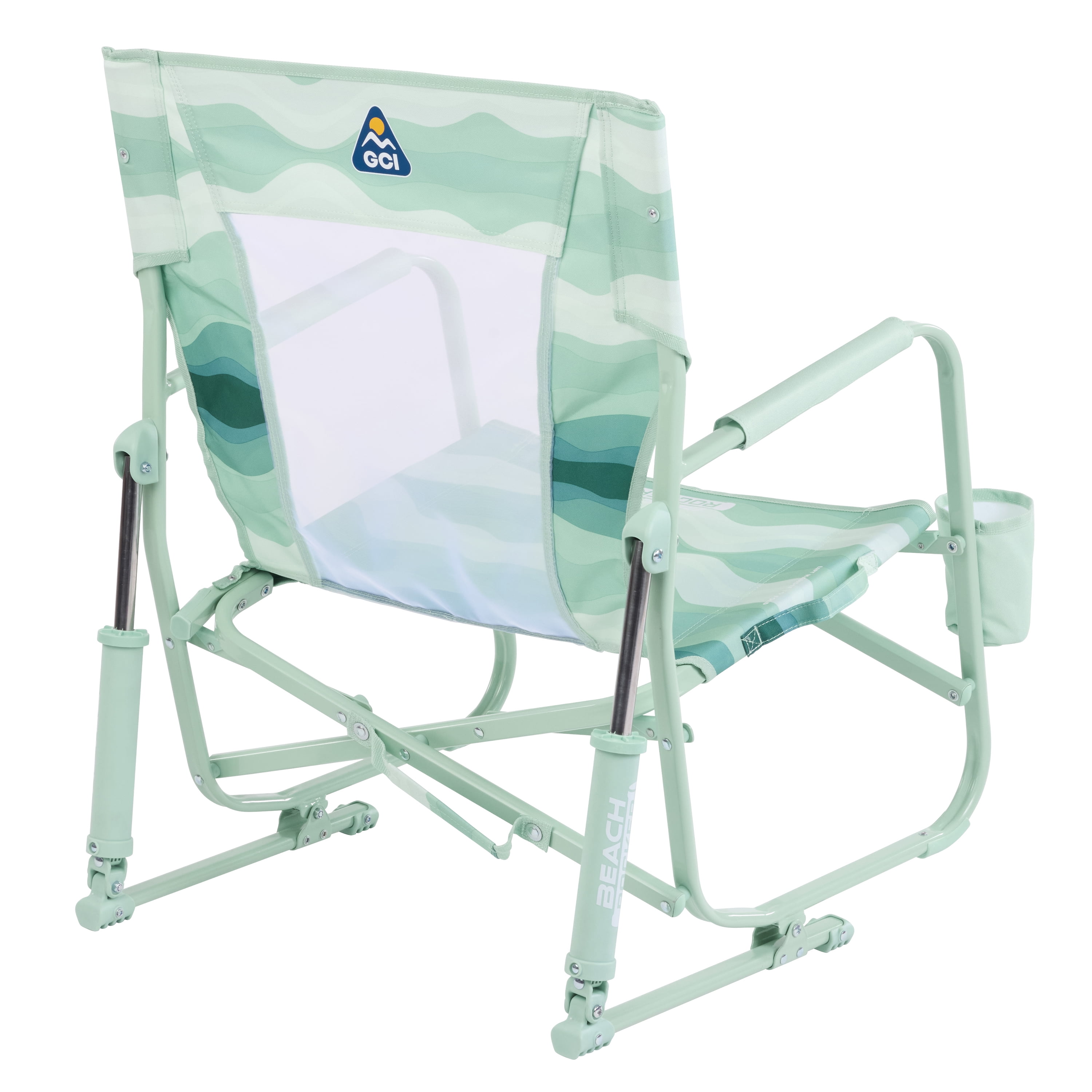 GCI Outdoor Beach Rocker Low Profile Foldable Rocking Chair Wave Green Steel/Aluminum