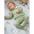 thumbnail image 6 of BemeyourBBs Preemie Newborn Baby Boy Girl Spring Summer Fall Winter Clothes Footed Romper One Piece Outfit Soft Long Sleeve Peter Pan Doll Collar Full Zipper Footie Jumpsuit, 6 of 9