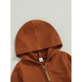 thumbnail image 5 of Bagilaanoe Newborn Baby Girl Boys Fall Hooded Jumpsuits Solid Color Long Sleeve Bodysuit 3M 6M 12M Infant Zip Up One Piece Romper, 5 of 8