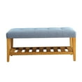 thumbnail image 4 of ACME Charla Wood and Fabric Bench in Blue and Oak, 4 of 4