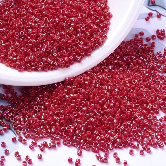 MIYUKI Delica Beads Cylinder Japanese Seed Beads 11/0 (DB0214) Opaque Red Luster 1.3x1.6mm Hole: 0.8mm about 2000pcs/10g