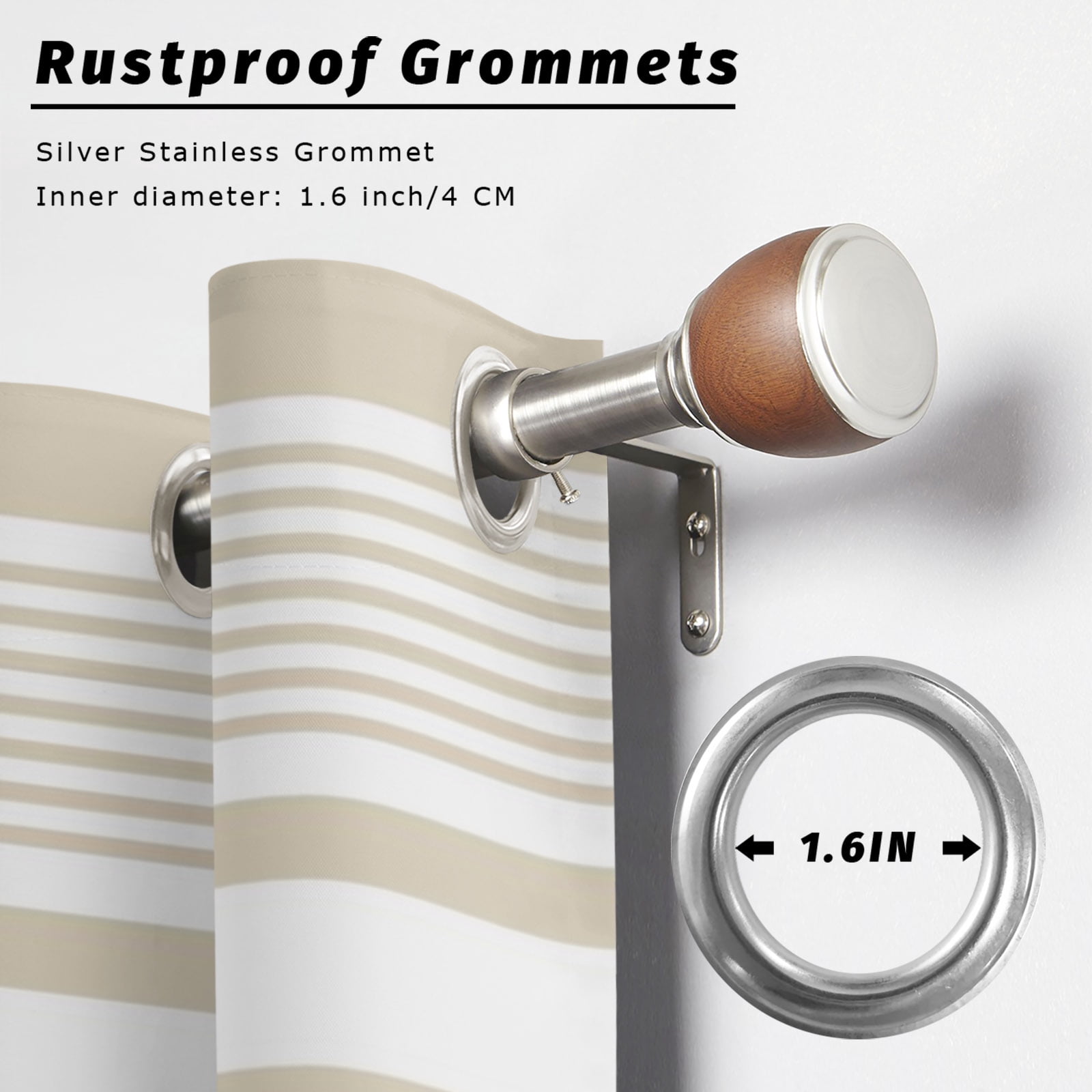 Farmhouse Beige Striped Outdoor Curtains for Patio, Modern Minimalist Stripes Abstract Sunshade Privacy Drapes Grommet Waterproof Outside Curtains for Porch/Cabana/Balcony 54"x 108", 1 Panel