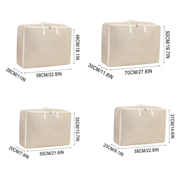 openpig Moving Bags with Zipper & Handles, Clothes Blanket Storage Bins, Clothes Storage, Dorm Moving Supplies, Durable Totes Bins for College Supplies (Khaki)