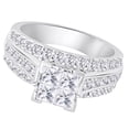 thumbnail image 2 of AFFY Princess & Round Cut White Natural Diamond Three Row Square Frame Cluster Ring In 10k White Gold (2 cttw) Ring Size-10.5, 2 of 2