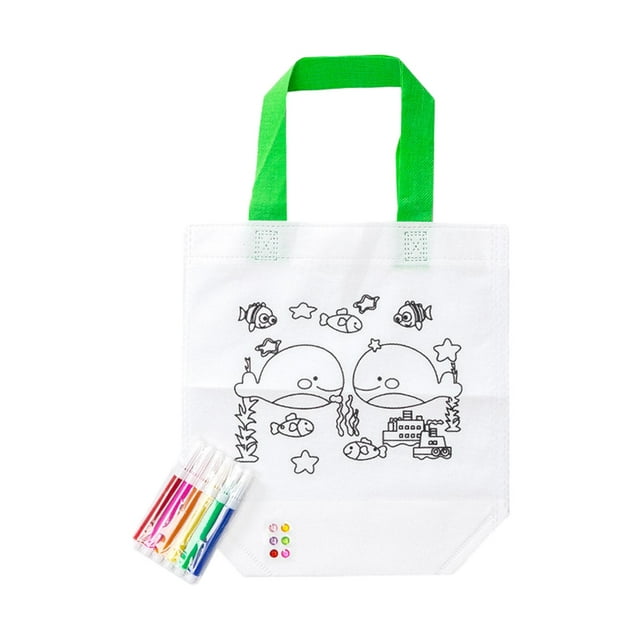 Bolsa reutilizable para colorear con grafitis DIY, ideal para niños de 3 a 8 años. Pez
