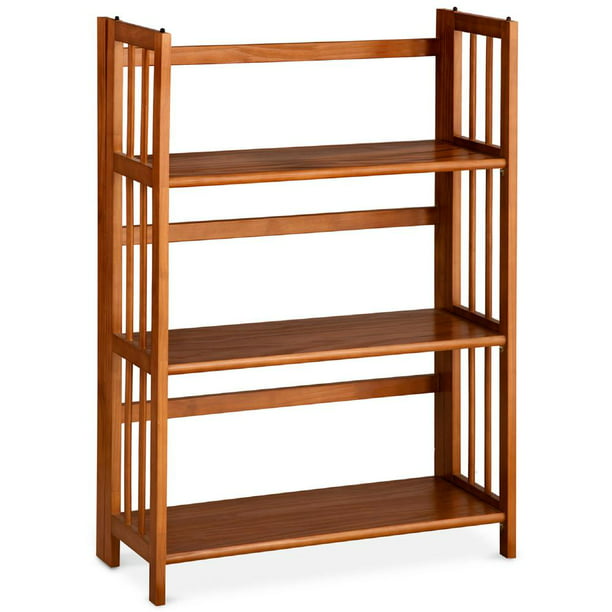 3 Shelf Folding Stackable Bookcase 27 5, Collapsible Wooden Bookcase