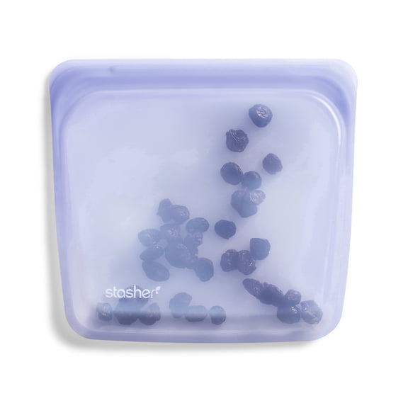Stasher Premium Food-Grade Silicone Reusable Food Storage Sandwich Bag, Lavender, 28oz, Dishwasher Safe, Leak Free