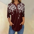 thumbnail image 2 of Xmyrz Casual Tops For Women Floral Print Summer Recreation Collared Button Up Versatile 3/4 Sleeved Blouses Casual Blouse, 2 of 5