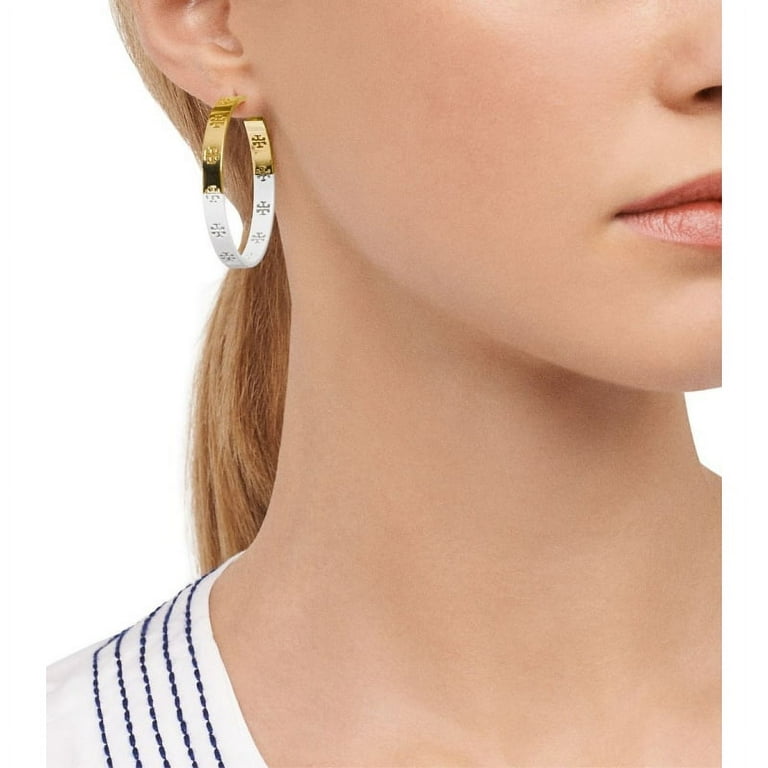 Tory Burch Pierced T Hoop Earring Tory Gold