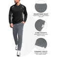 thumbnail image 6 of Men's 2Pc V Neck Tracksuit, 4 Way Stretch Reflective for Gym Running Black Dark Gray M, 6 of 8