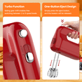 thumbnail image 4 of Hivroo Electric Hand Mixer, 5-Speed with Stainless Steel Beaters & Dough Hooks for Baking Cake Egg Cream Food, 4 of 8