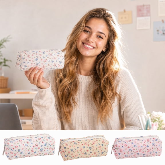 Summer Saving!Back_to_School Saving!School_Supplies!Under $1 dollars!Special Pencil Case Pouch, Colorful Pencil Pouch Makeup Brush Bags ForTeenagers Home Office Orginazer, White