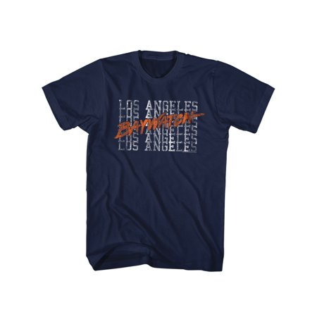 BAYWATCH-L.A. BEACHES-NAVY ADULT S/S TSHIRT-4XLT