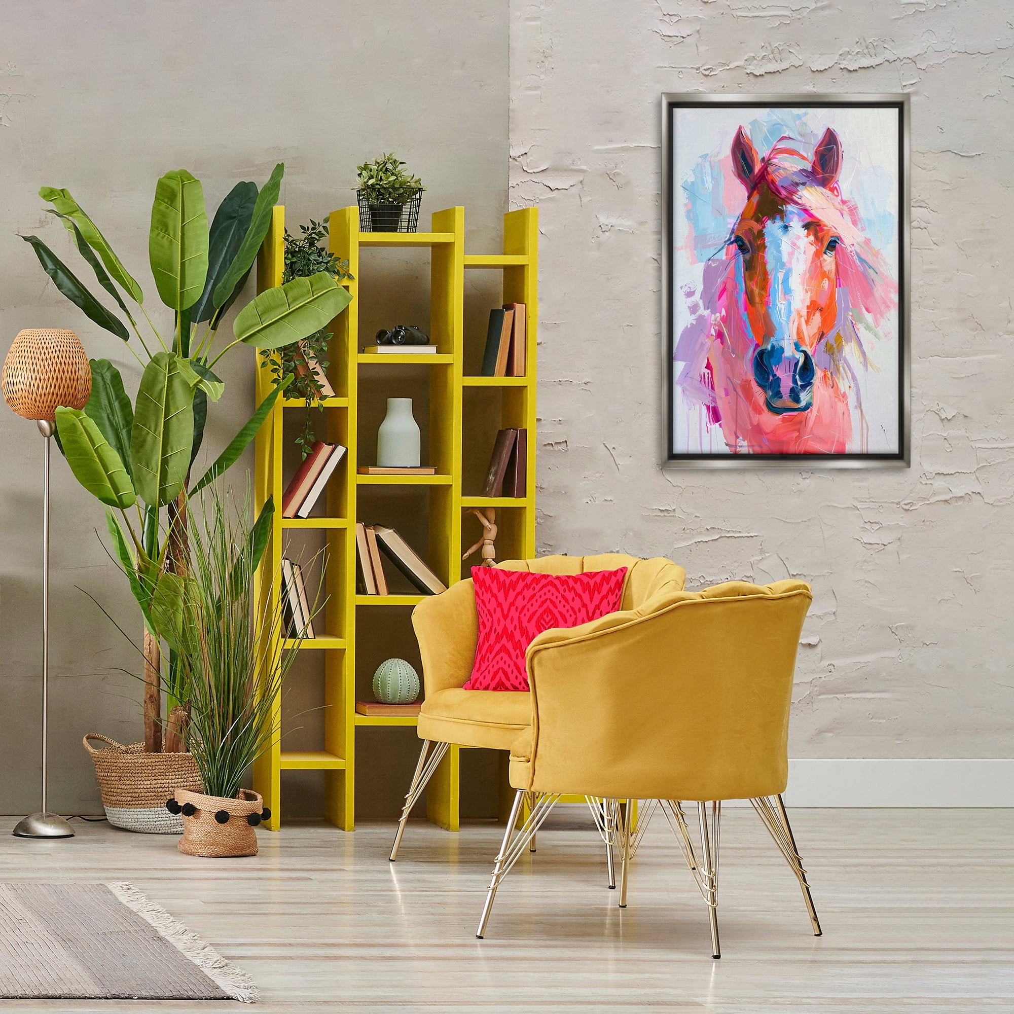 Stupell Industries Sunset Horse Visage Animals Painting Gray Floater Framed Canvas Art Print Wall Art, 21 x 31