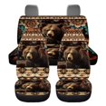 thumbnail image 2 of Qpednta Aztec Bear Car Seat Covers 4 Pcs, Front Seat Protector Carseat Rear Split Bench Cover Universal , Automobile Interior Decorate Accessories Fit for Car SUV Trucks, 2 of 7