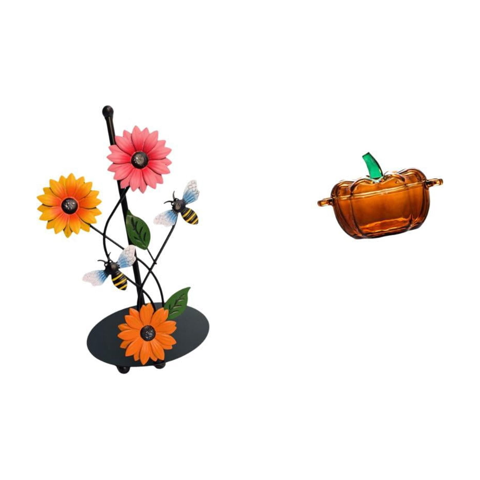 Fiocias Toilet Paper Holder Paper Towel Holder Countertop Glass Candy Dish with Lid Decorative Candy Jar Iron And Glass Material Weighted Base Suitable for Gi