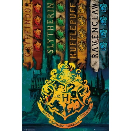 Harry Potter Movie Poster Print The Hogwarts House Flags