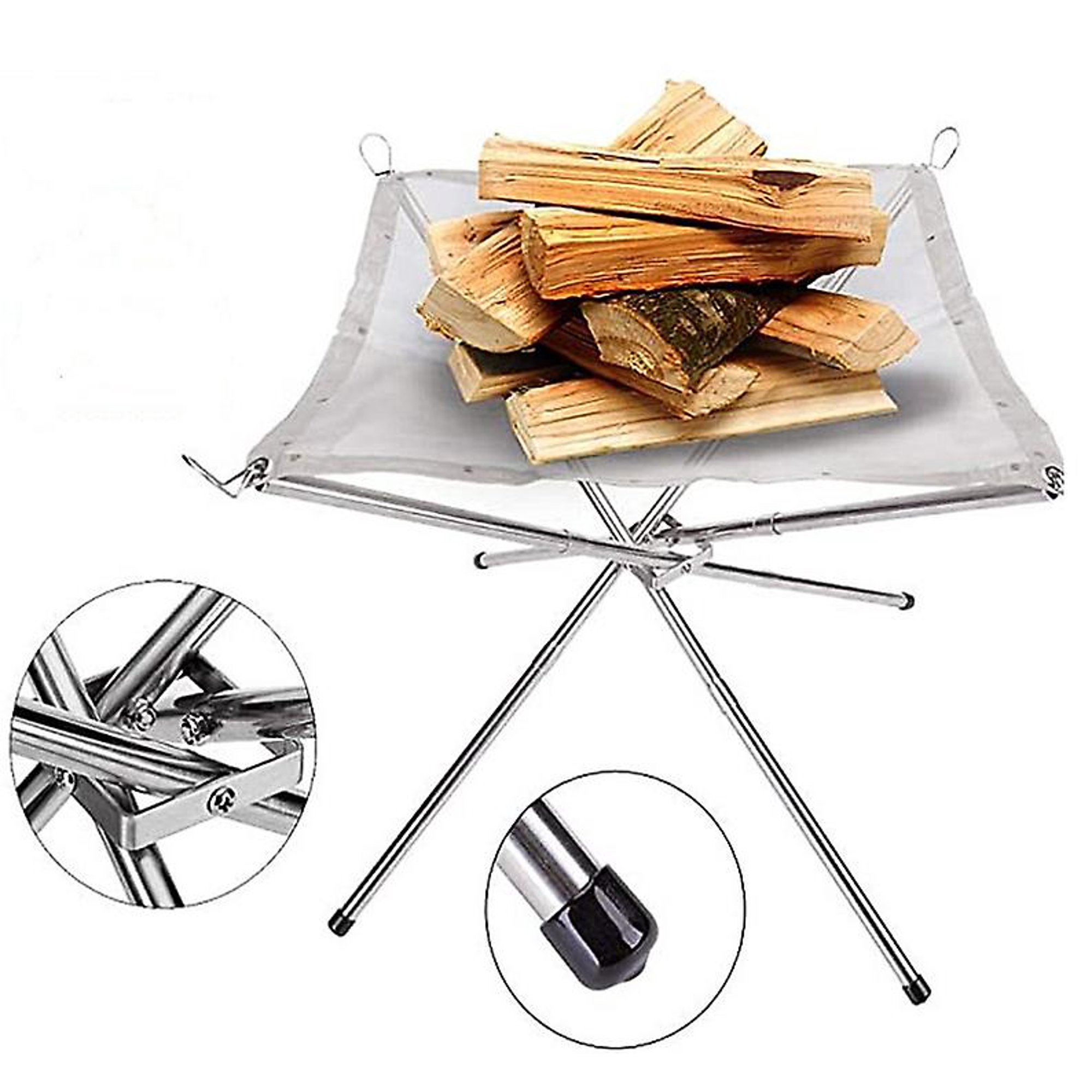 Yaheetech Foldable Iron Fire Pit 21in Folding Campfire Stand Portable