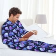 thumbnail image 6 of Yiaed flower starry sky Skull Print Men’s Pajamas Set - Long Sleeve Button Down Sleep Shirt and Pajama Bottoms Sleepwear Set Mens Pjs Sets Men's Pajama Bottoms-X-Large, 6 of 7
