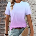 thumbnail image 5 of Pxiakgy Basic T Shirts for Women Women‘S Short Sleeve Gradient Color Fashion Round Neck Casual T Shirt Gradient Color Short Sleeve Casual Summer Tops Trendy Solid Loose Fit Tshirt Pink S, 5 of 5