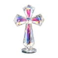 thumbnail image 2 of Religious Table Figurine,Faceted Crystal Standing Cross Stable Round Base Light Reflect Craft,Faith Decor Ornament for Prayer Corner Desk Mantel Space, 2 of 6