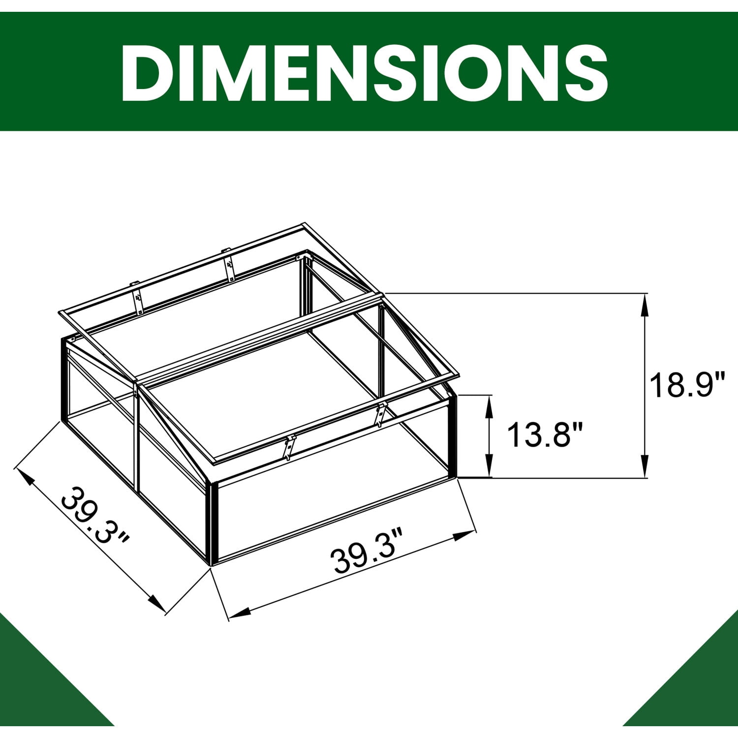 Hanover 39-In. Double Garden Bed Cold Frame Mini-Greenhouse Plant Protector - Lightweight and Portable