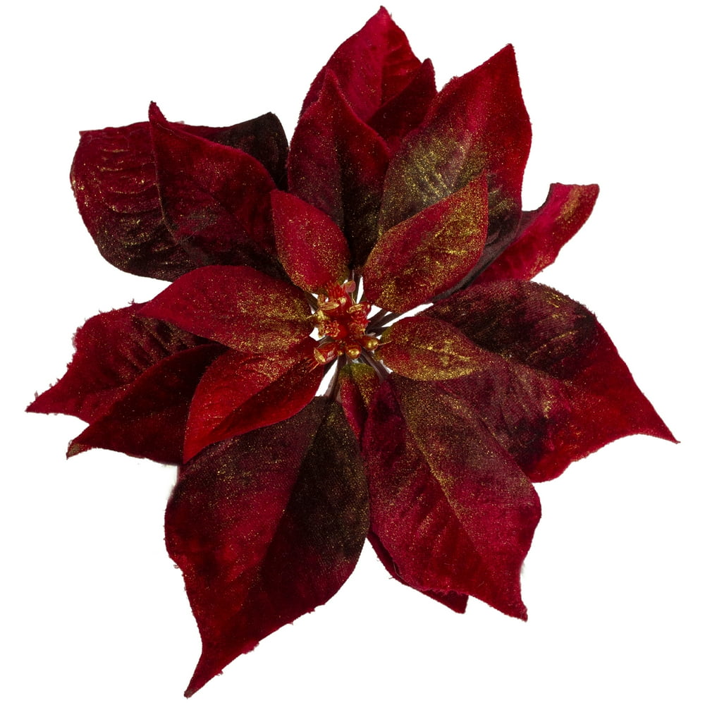 9" Red Artificial Poinsettia ClipOn Christmas Ornament