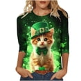 thumbnail image 2 of St. Patrick's Day Sweatshirt for Women Cute Cat Wearing Green Bowtie and Hat Graphic Crewneck Long Sleeve Loose Fit Soft Festive Holiday Party Top, 2 of 5