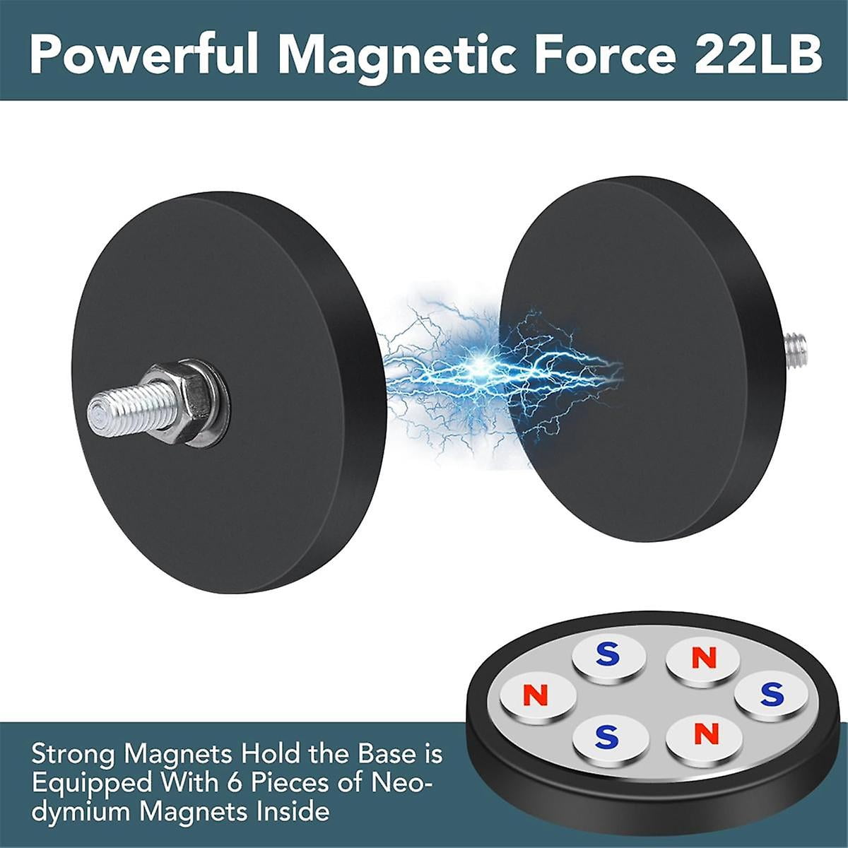 Rubber Coated Magnets,22lbs Neodymium Magnet Base With M6 Threaded Magnet With Bolts And Nuts,stron