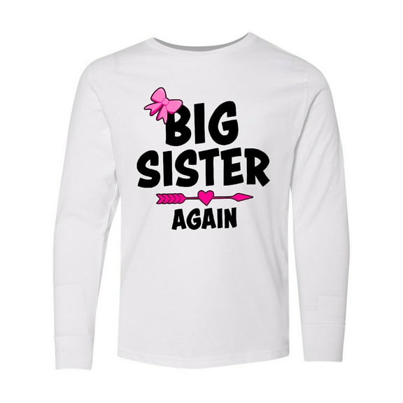 Inktastic Big Sister Again with Bow and Arrow Long Sleeve Youth T-Shirt