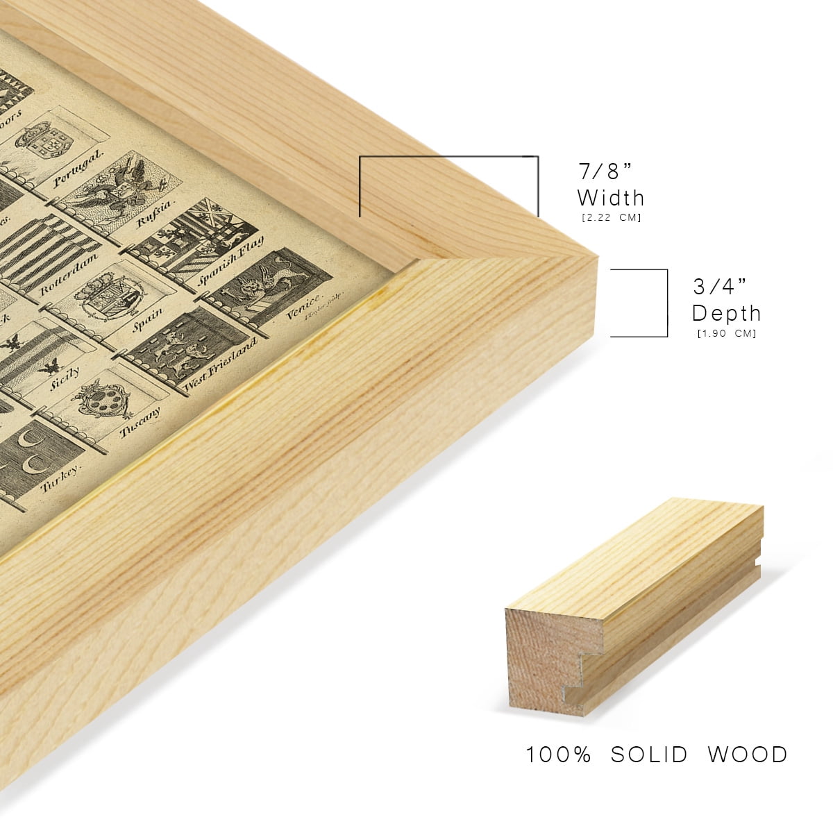 Encyclopediae VII -Framed Print w/glass-Natural Wood