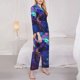 thumbnail image 3 of Fotbe Starry Sky Turtle Conjunto de Pijama de Manga Larga para Mujer con Estampado, Ropa de Dormir de 2 Piezas, Conjunto de Casa Suave y Cómodo con Bolsillos-Small, 3 of 7