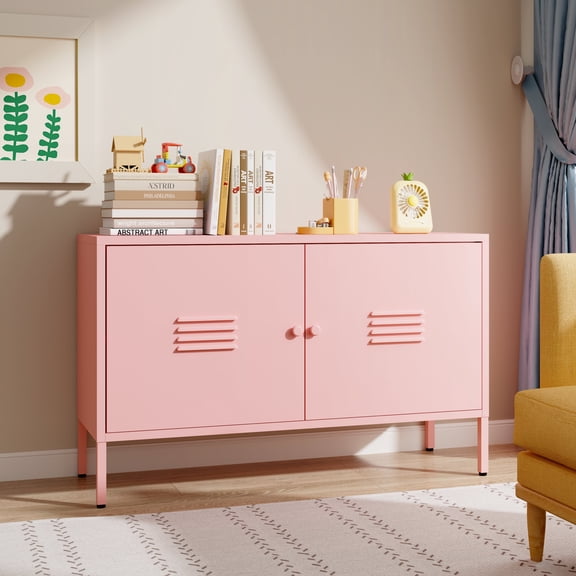 Metal Accent Storage Cabinet for Bed Room,Living Room,Home,Hotel,Office,Garage,2-Tier, Removable Shelf