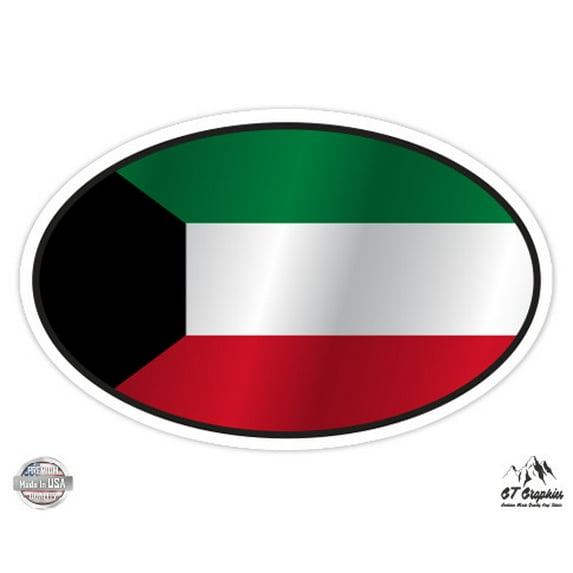 Kuwait Flag Oval - 12" Vinyl Sticker Waterproof Decal